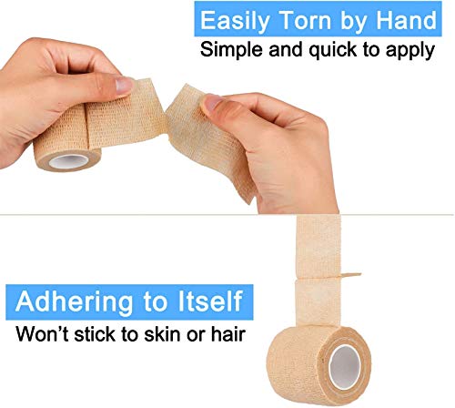 24 Packs Self Adherent Cohesive Wrap Bandages 2'' Wide, 5 Yards, First Aid Tape,Elastic Self Adhesive Tape,All Sports Athletic Tape, Non-Woven Bandage,Breathable Wound Tape,Skin Colour Athletic Tape - size: 24 Count (Pack of 1)