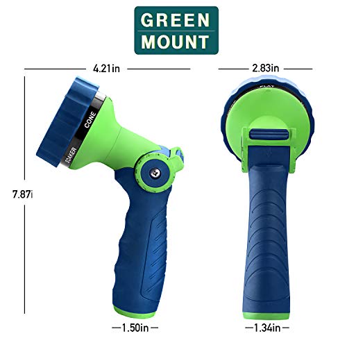 GREEN MOUNT Garden Hose Nozzle, Water Hose Spray Nozzle with Thumb Control On Off Valve for Easy Water Flow Control - color: Blue-green