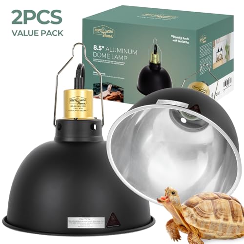 2 Pack Reptile Light Fixture, 8.5in Deep Dome Reptile Heat Lamp Fixture with Switch, Dual Terrarium UVB Basking Light Fixture for Chameleons Chicks, Suitable for E26 Bulbs Up to 150W - size: 8.5IN 150W