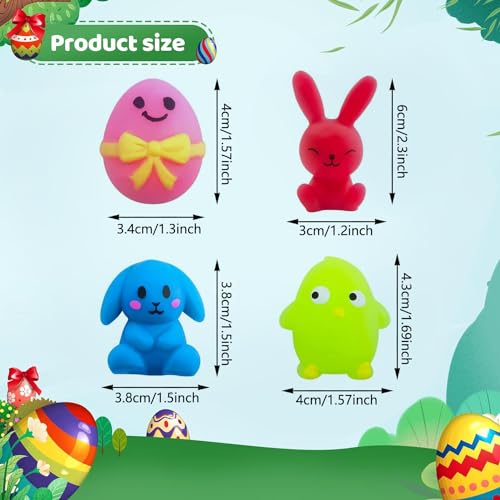 24 Pack Prefilled Easter Eggs with Squishy Toys Inside Bright Colorful Easter Eggs with Fidget Toys Great for Kids Girls Boys Easter Basket Stuffers Eggs Fillers Party Favors Gifts