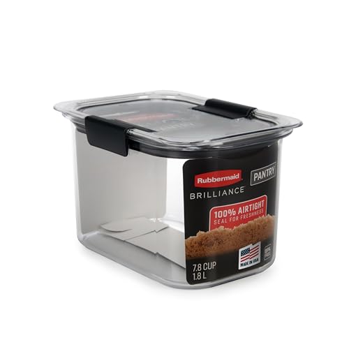 Rubbermaid Brilliance Pantry Airtight Food Storage Container, BPA-Free 7.8 Cup, Ideal for Brown Sugar - Efficient, Leak-Proof and Dishwasher-safe - size: 7.8 Cup