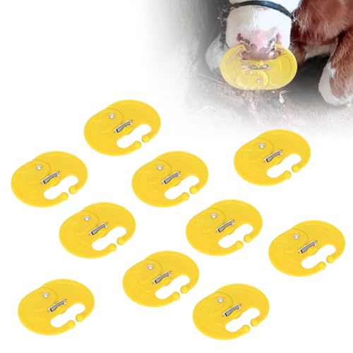 Calf Weaner Cow Nose Thorn Thick 10pcs Plastic Cattle Nose Rings Milk Sucking Preventer Yellow