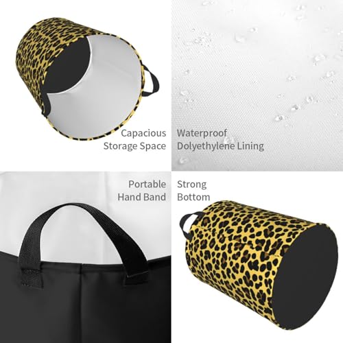 Laundry Basket Golden Leopard Print Collapsible Large Capacity, 63L Dirty Clothes Basket Durable Lightweight Hamper With Handles Ideal For Clothes,Toys Home Organization19.6 * 15.7in - color: leopard
