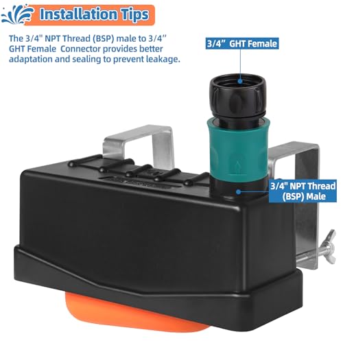 Water Trough Float Valve for Stock Tank,w/Hose Connector,Fit 3/4" NPT Hose | Livestock Stock Water Tank Float Valve for Pond Farm Cattle Goat Horse Swimming Pool, 2PCS Autofill Livestock Waterer Level - style: Stock Tank Float Valve with Connector-2PCS