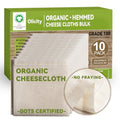 Organic Cheesecloth Bulk,GOTS Certified,10Pack, 20x20” Hemmed Cheese Cloths | Reusable Fine Mesh Cloth Fabric, 100% Cotton Unbleached Muslin Grade 100 Bulk Cheesecloth Roll for Straining, Cooking, Yogurt