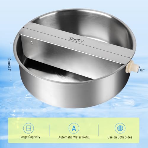 Automatic Dog Water Bowl Dispenser Large Breed| Auto Fill| High Capacity | Stainless Steel Dog Waterer with Float Valve Self Filling Auto Water Bowl for Outdoor Large Dogs Cats Chicken Livestock
