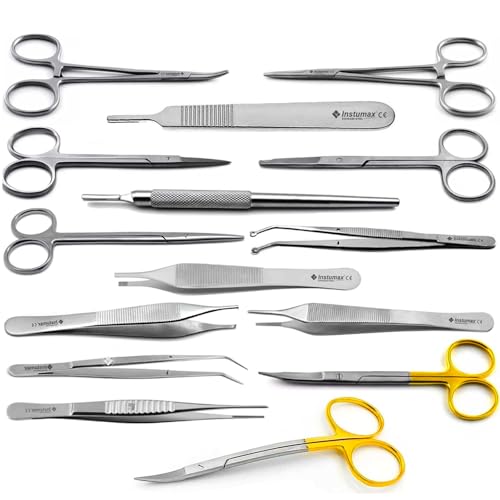 Premium 15-Piece Minor Surgery Suture Set – All-in-One Surgical Instrument Kit – Surgical-Grade Stainless Steel Dissection & Suturing Tools for Dental, Tissue Surgery, Veterinary Practice & Medical