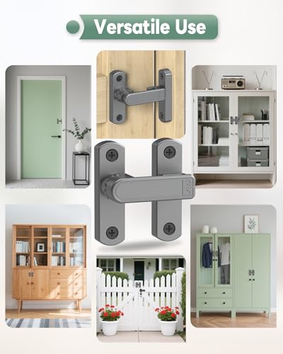 Adjustable Barn Door Locks, 90/180 Degree Gate Latch, Grey-2 Pcs | Home Security Sliding Door Latch for Bedroom, Barn, Cabinet, Garden & Fence - color: Grey-2 Pcs