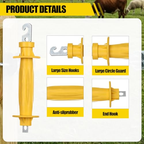 15 Pack Yellow Rubber Insulated Gate Handle Set – Heavy-Duty Electric Fence Handle, High-Visibility Durable Rubber, Weatherproof Safety Connector for Farm & Ranch Electric Fencing - color: 15-Pack