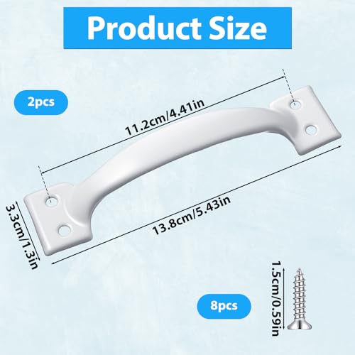 2Pcs V171 6-1/2" Gate Handle,5.5 Inch White Barn Door Handles Metal Gate Pull Screen Doors Handles Stainless Steel White Screen Door Handle with Screws - color: White