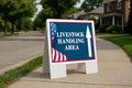 Livestock Handling Area 4Th Of July American Flag Usa Patriotic Bunting Up Arrows A-Frame Single Sided 23x23 in. Yard Road Sign - size: Single A-Frame Up Directional Arrows