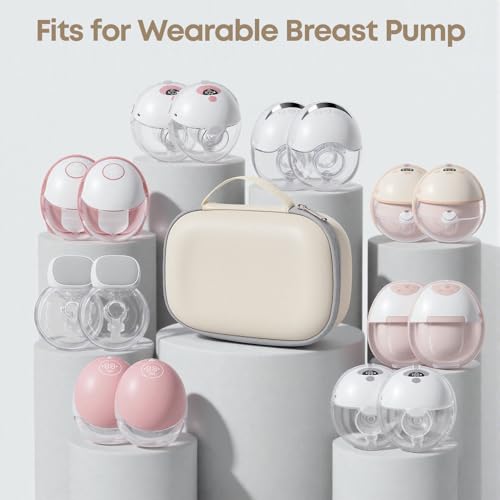 Wearable Breast Pumps Carrying Case, Hard Shell Breast Pump Bag with Waterproof Removable Tray, Breast Pump Storage Bag Compatible with Most of Wearable Breast Pumps (Teal) (Beige) - color: Beige