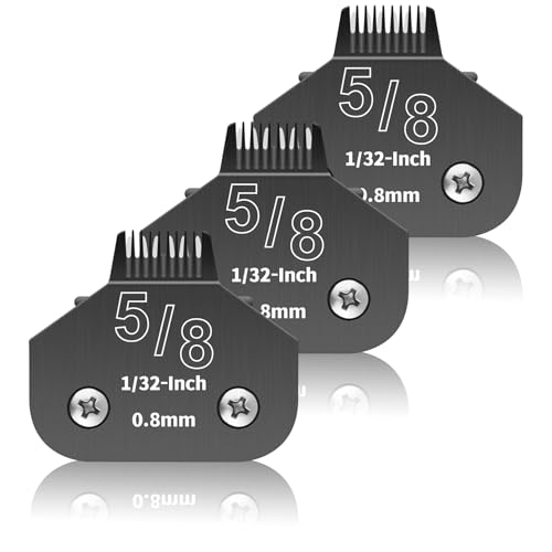 3 Pack 5/8N Detachable Dog Grooming Steel Blades,Compatible with Andis,Oster A5,Wahl KM-10 Series,Cut Length 1/32" 0.8MM （Black） - size: 5/8N-0.8mm 3 Pack