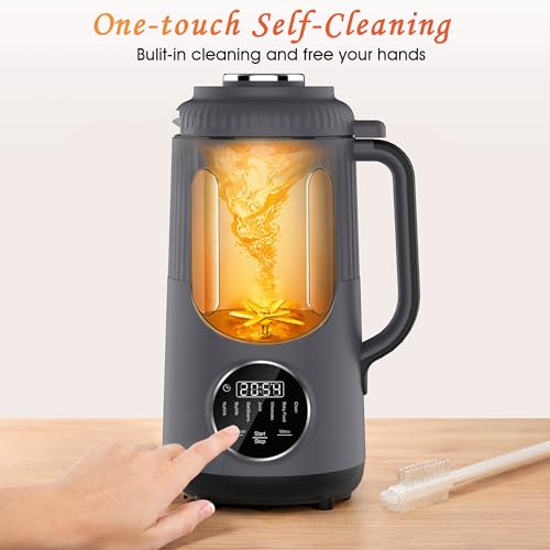 SilkSpin Milk-Smooth Nut Milk Maker Machine, Small Countertop Blender, Homemade Oat, Almond, Soy, Plant-Based Milk, Juice, MilkShake 35oz Automatic Soybean Milk Maker, Charcoal Gray