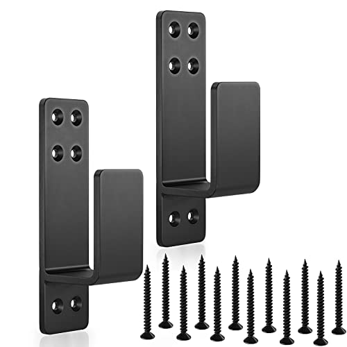 2x4 Door Barricade Brackets, Heavy Duty 2pcs, Black | Door Bar Holder Brackets for Home Security - color: Black