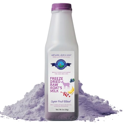 Shepherd Boy Farms Super Fruit Freeze Dried Raw Goat Milk Powder for Dogs | Pasture Fed Goats Without Antibiotics or Added Hormones, Includes Organic Fruits & Natural Probiotics. Makes 32 FL OZ - size: 2 Ounce (Pack of 1)