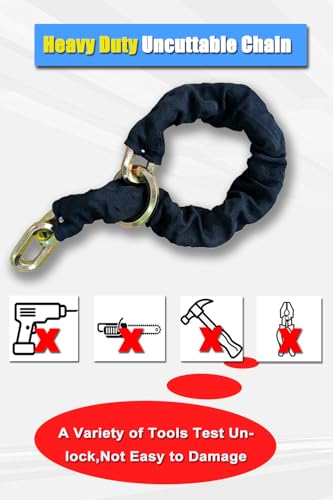Heavy Duty Cut Proof Security Chain 5ft x 1/2 "Hardened Steel Cut Proof Lock for Motorcycles Trailers Gates Garage Anti Theft Security Chain【1.5m*12mm】 - size: 5.0FT(1.5M)