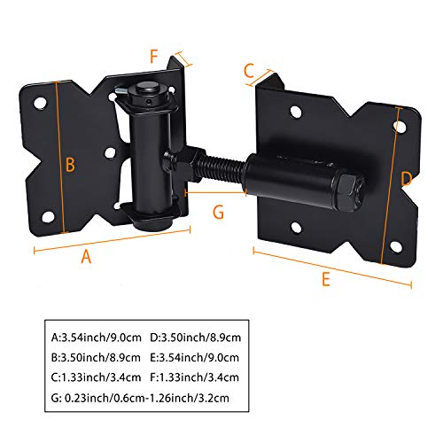 Self Closing Gate Hinges Heavy Duty, 90 Degree Adjustable, 2 Pcs | Heavy duty gate hinges fence hinges for Wooden/Vinyl/PVC Fences, with installation screws and swing adjuster tool, black - color: Black(1pcs)