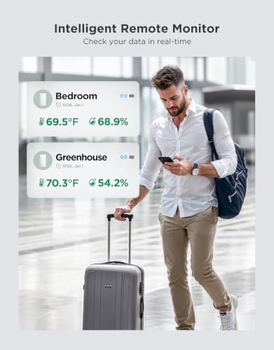 GoveeLife 2.0 WiFi Hygrometer Thermometer with Gateway, Mini Sensor 3-Pack | Temperature and humidity monitor with APP alert, 2yr data & battery, indoor for wine cellar/bedroom/basement, 2.4G Wi-Fi only - style: BT Gateway + 3 Sensor