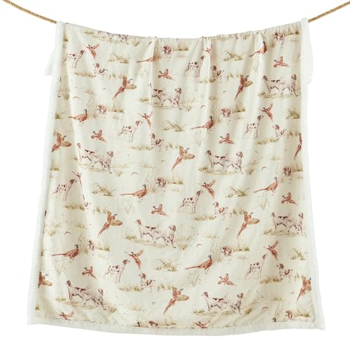 Paseo Road Indigo Hill by HiEnd Accents Hunt Life 54x68 Throw Blanket | Campfire, Pheasant Hunting Animal Print, Cabin Lodge-Style Soft Fleece Blanket for the Couch, Sofa, or Bed - color: Hunt Life