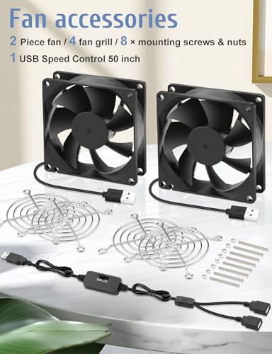Wathai 2pcs 80mm x 25mm USB Small Computer Fan 5V for DIY Cooling | 2 IN 1 80MM USB Fan for Computer Laptop Router DVR Xbox Cooling - size: 80x25mm (5V)