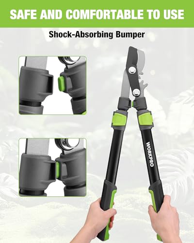 WORKPRO Extendable Bypass Lopper for Gardening, 25-37" Branch Cutter | Heavy Duty Pruning Shear, SK5 Blade, 1.5" Cutting Capacity, Gear System, Comfort Handle, for Tree Trimming - size: 1PC- 25"-37" Lopper