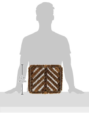 Rubber-Cal "Herringbone" Coir Boot Scraper Brush, 2.5 by 12 by 13-Inch (10-100-009), Tan
