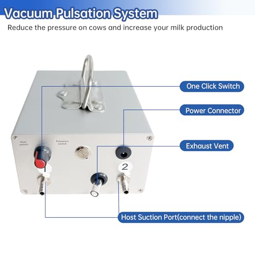 Milk Machine for Goats - Goat Electric Milking Machine - Efficient & Gentle Animals, Food Grade Milk Bucket 3L, Pulsating Vacuum Pump for Dairy Farms
