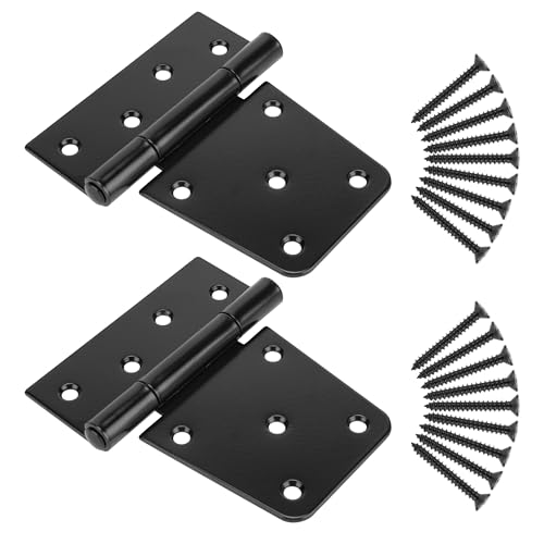 3-1/2" Heavy Duty Gate Hinges, Black Iron Door Hinges with Screws, Durable Gate Strap Hinges for Wooden Fences Gate Shed Barn Door, 2pcs