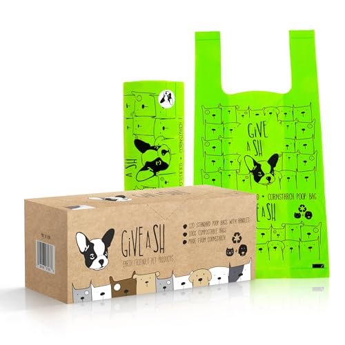 Certified Home Compostable Dog Poop Bags with Handles, Pantry Roll of 120 | NF T51-800, ASTM D6400 and EN 13432 certified, cornstarch based, extra long for easy tying, keeps hands clear, 10% to charity - size: 1 Count (Pack of 120)