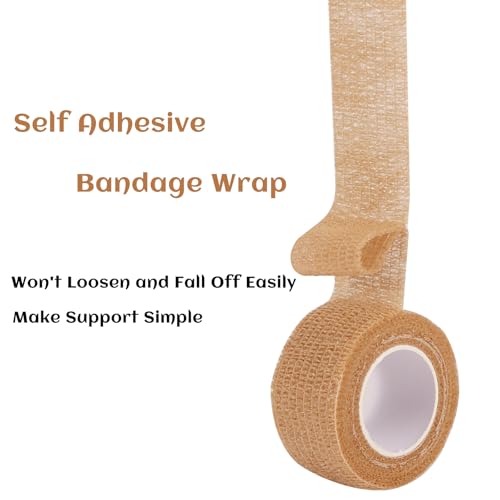 24 Rolls Elastic Self Adhesive Bandage Wrap 1 Inch, Breathable Non Woven Cohesive Bandage, Vet Wrap for Dogs, Ankle Sprains Swelling Medical First Aid Tape, Sports Athletic Tape (Brown) - color: 1 Inch-24 Count Brown