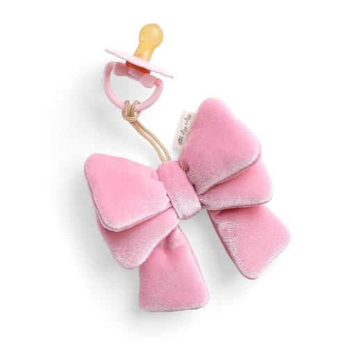 Itzy Ritzy Pacifier & Lovey Set - Natural Rubber Pacifier with Plush Bow | Natural Rubber Pacifier with Detachable Bear Lovey, Soft Cotton Fabric, Large Vent Holes, and Soothing Comfort for Babies - color: Bow