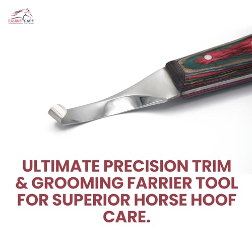 Right-Handed Farrier Hoof Knife, Horses Goats Sheep, Red Handle | Farrier hoof knife for horses, goats, sheep and cattle; J2 stainless steel curved blade; red layered handle. - style: Right-Handed