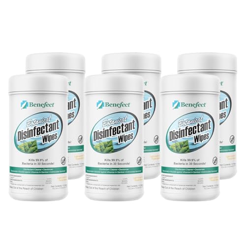 Benefect Botanical Disinfecting Wipes - (170 Wipe Count, 6-Pack) Natural, No Residue - Antibacterial Disinfectant, Multi-Surface Cleaning and Sanitizing Wipes - size: 170 Count (Pack of 6)