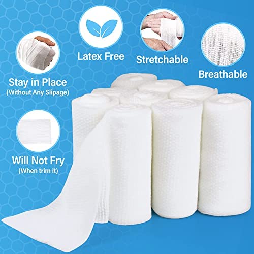 Gauze Rolls -Medical Tape Included-Gauze Wrap - First Aid Supplies - Flexible,Stretchable, Breathable 4” x 4.1 Yards-Bandage Wrap for Wound Dressing –20 Rolls. - size: 4" Pack of 20 Rolls