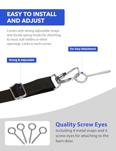 Harrison Howard Stall Guard for Horse Barn with Adjustable Straps and Sturdy Spring Hooks Included Horse Stall Guard, Blue - color: Blue