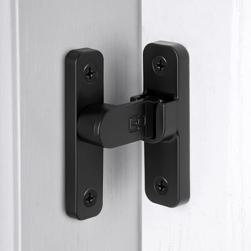 Black 90 Degree Right Angle Barn Door Latches，Flip Gate Lock | Zinc Alloy Sliding Door Latch Lock,Cabinet Lock,for bedroom,Wine Cabinet,drawer,cabinet,garage,window,Pet Cage - color: Black