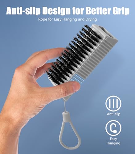 Larbois Nail Brush for Cleaning Fingernails, 2Pack Heavy Duty Nail Brushes Remove Dirt and Paint Fingernail Brush Deep Cleaning Mechanical Nail Scrub Brush Two-Sided with Hanging Rope, Grey - color: Gray
