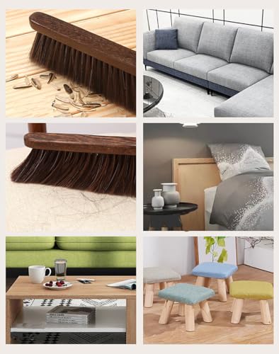 2PCS Hand Broom Cleaning Brushes-Soft Bristles Dusting Brush for Cleaning Car/Bed/Couch/Draft/Garden/Furniture/Clothes,Wooden Handle(Brown) - color: Brown