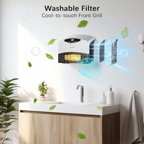 GiveBest 1500W Electric Wall Heater with WiFi & Remote Control | Wall-Mounted, Large Room Coverage, 3 Heating Modes, Fast Heating, Thermostat, 24 H Timer, Works with Alexa for Indoor Use - color: White