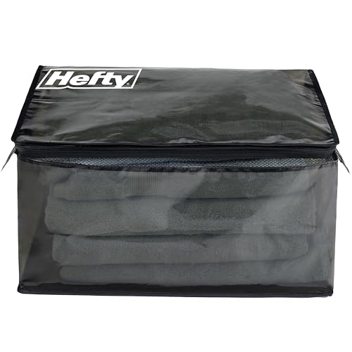 Hefty Large Flexible Tote with Breathable Mesh, Double Zipper, 2 Handles – Ideal for Moving or Clothes & Apparel Storage, Alternative to Plastic Bin, Organizer or Container – 2 Pack - size: 11 Gal - Standard