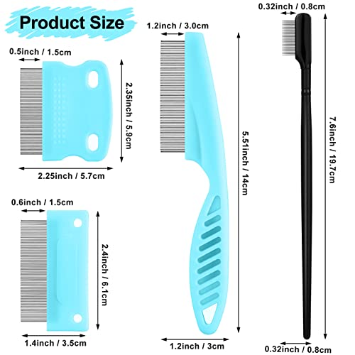 5 Pieces Dog Eye Combs Tear Stain Remover Combs Pet Grooming Comb for Small Dogs Gently Removing Eye Mucus and Crust (Light Blue, Black) - color: Black,Blue