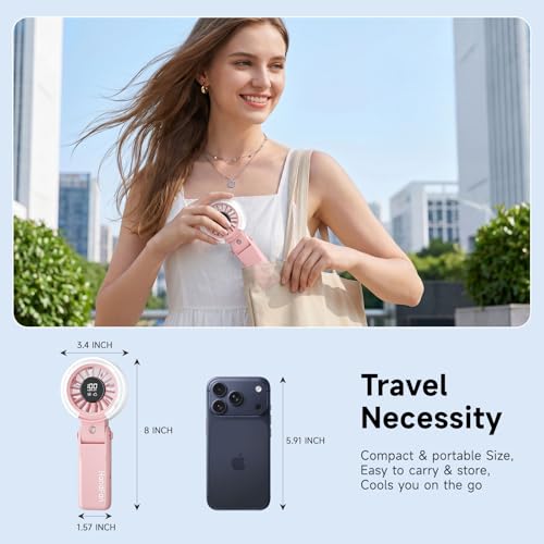 HandFan 4000mAh Handheld Turbo Misting Fan, 100 levels Adjustable High Speed Mister Fan, Portable Spray Water Mist Fans, Foldable Mini Hand Fans for Summer Beach Travel Concerts Disney(Pink) - color: Pink