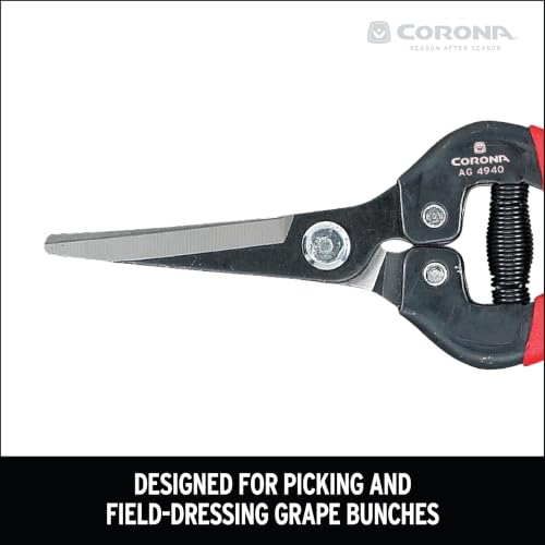 Corona Tools Long Curved Snips – 1.75″ Tempered Steel Precision Garden Shears for Fruit, Herbs, Flowers & Vineyard Use
