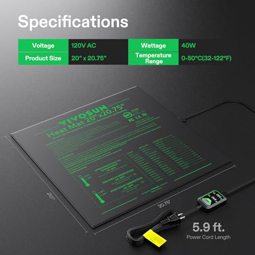VIVOSUN 20"x20.75" Seedling Heat Mat with Built-in Temperature Controller, UL & MET-Certified Waterproof Plant Heating Pad for Germination, Hydroponics, Brewing, Breeding, and Greenhouses (Pack of 2) - size: 20"x20.75" (Pack of 2)