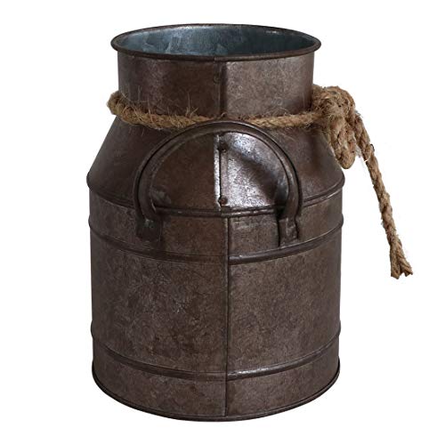 HyFanStr Shabby Chic Metal Flower Vase Rust Painted Decor Milk Can Bucket Country Primitive Jug Farmhouse Decoration Small - color: Rust-small