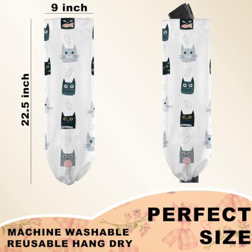 2Pcs Cat Plastic Bag Holder, Wall Mount Grocery Bag Holder for Plastic Bags | Large Reusable Grocery Bags Organizer Storage Dispenser for Home Kitchen Pantry Decor, Cat Lover Gifts for Women - color: Colorful cats 02