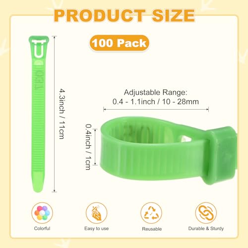 M METERXITY 100-Pack Adjustable Chicken Leg Bands, 10-28 mm Plastic Poultry Identification Chicken Leg Rings for Turkey/Duck/Goose/Chicks, Colorful Numbered Foot Clip on Tags [Green] - color: Green