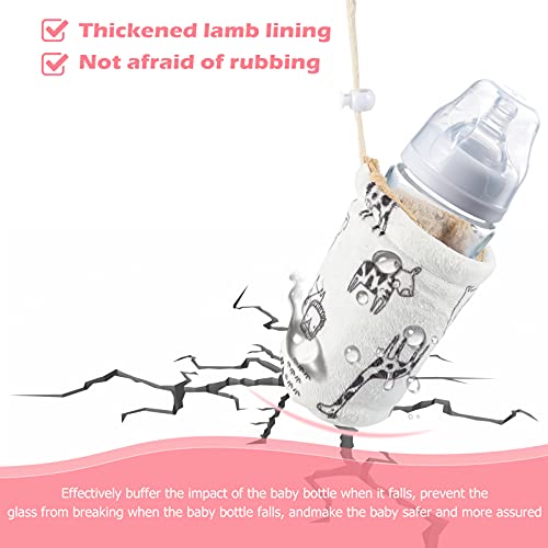 Healifty Baby Bottle Sleeve Washable Nursing Bottle Cover Thickened Lamb Cashmere Lining Insulated Sleeve for Travel Carry and Daily Feeding 4.33 X 2.75 X 2.75 in