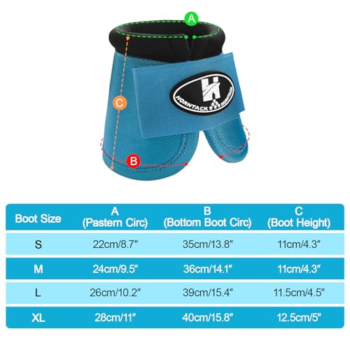 Horse Bell Boots for Outdoor Sports (Pacific, M) | Comfortable fit, prevents sprains, convenient hook and loop design, durable outdoor protection - color: Pacific, size: M